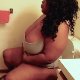 A big, black girl takes a piss and a crackling soft shit while sitting on a toilet. She complains about the odor, then stands up to wipes her ass. No product is seen but there is poop visible on her TP. Presented in 720P HD. Over 2 minutes.
